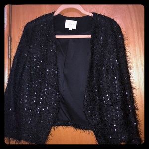 Ann Taylor LOFT black sequin jacket size 14